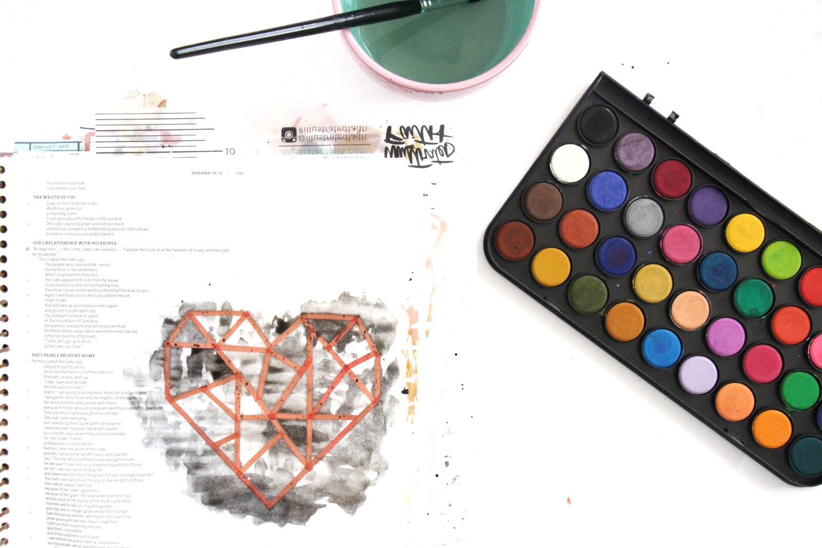 Bible Journaling Watercolor Tutorial by Bekah Lynn aka Simply Bekah | Heart Layers Devotional Kit | The Healing | Jeremiah 17:14