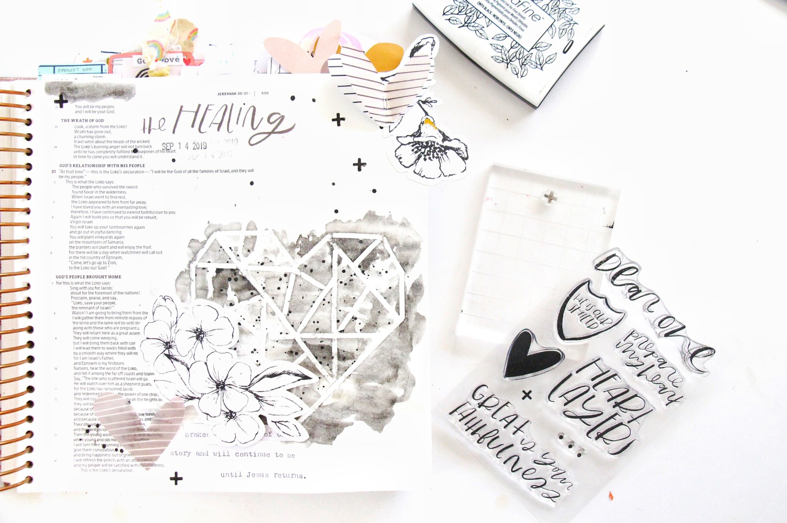 Bible Journaling Watercolor Tutorial by Bekah Lynn aka Simply Bekah | Heart Layers Devotional Kit | The Healing | Jeremiah 17:14