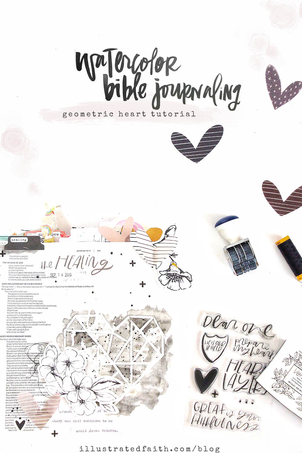 Bible Journaling Watercolor Tutorial by Bekah Lynn aka Simply Bekah | Heart Layers Devotional Kit | The Healing | Jeremiah 17:14