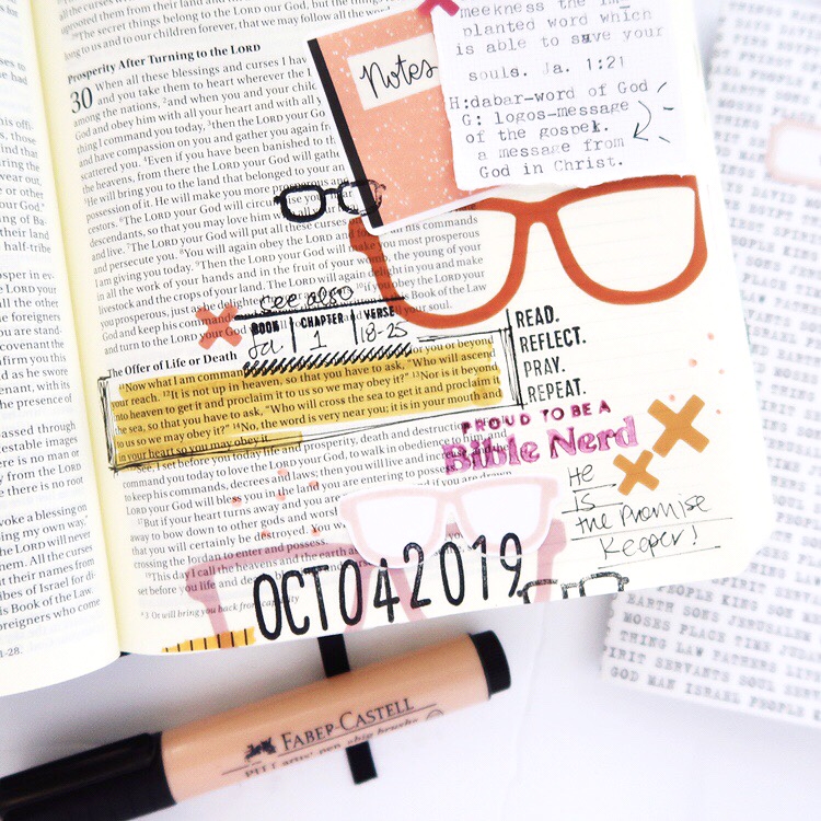 Word Nerd Bible Journaling Process Video by Jillian aka Hello Jillsky | Word | Deuteronomy 30:14