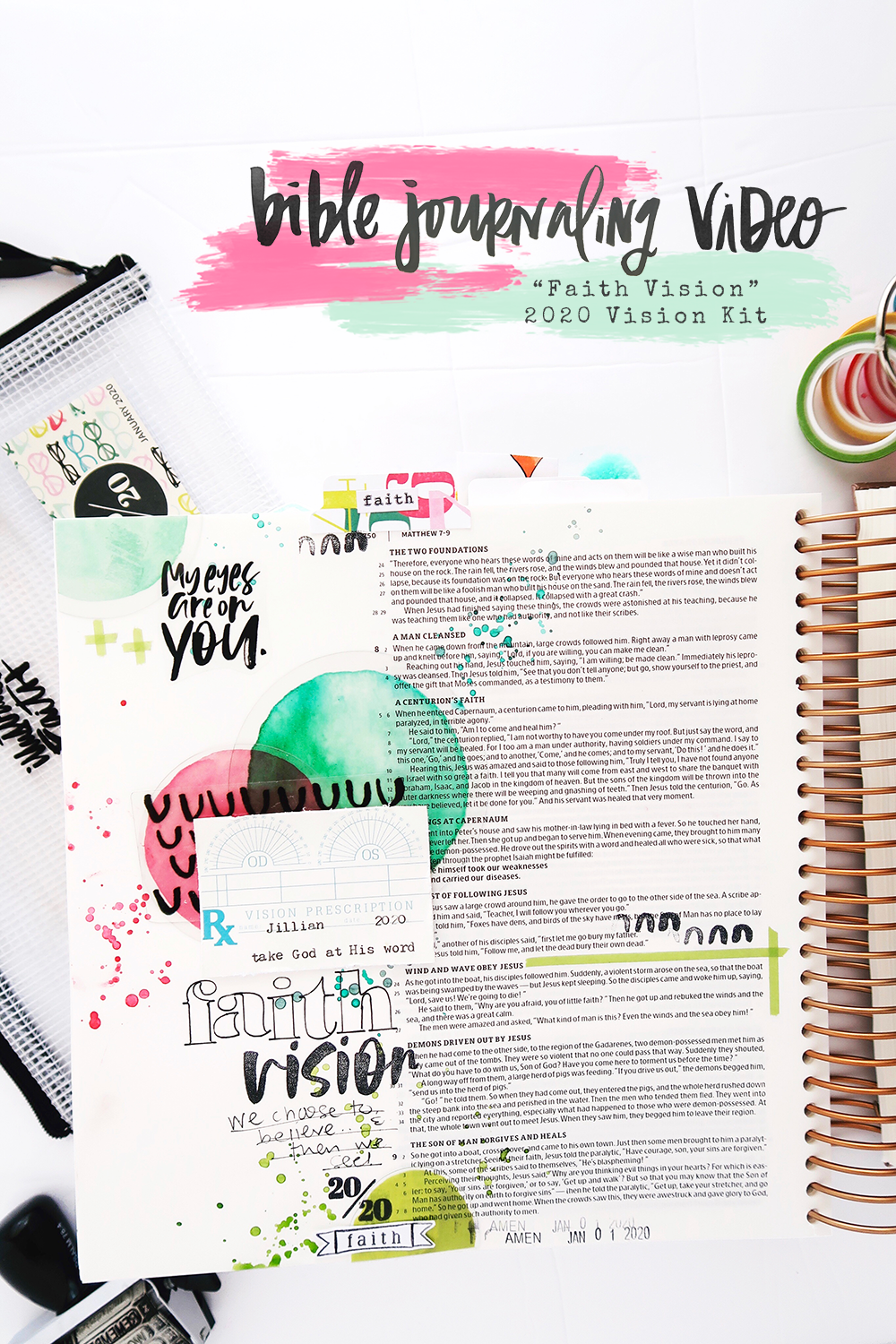 Bible Journaling Process Video by Jillian aka Hello Jillsky | Faith Vision | 2020 Vision