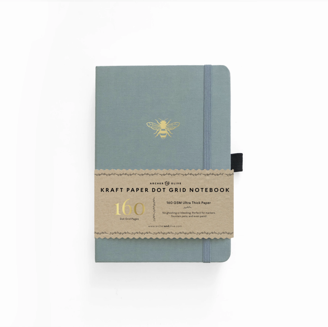 Archer & Olive Notebook  Vintage Bee Kraft Paper Dot Grid Notebook -  Illustrated Faith