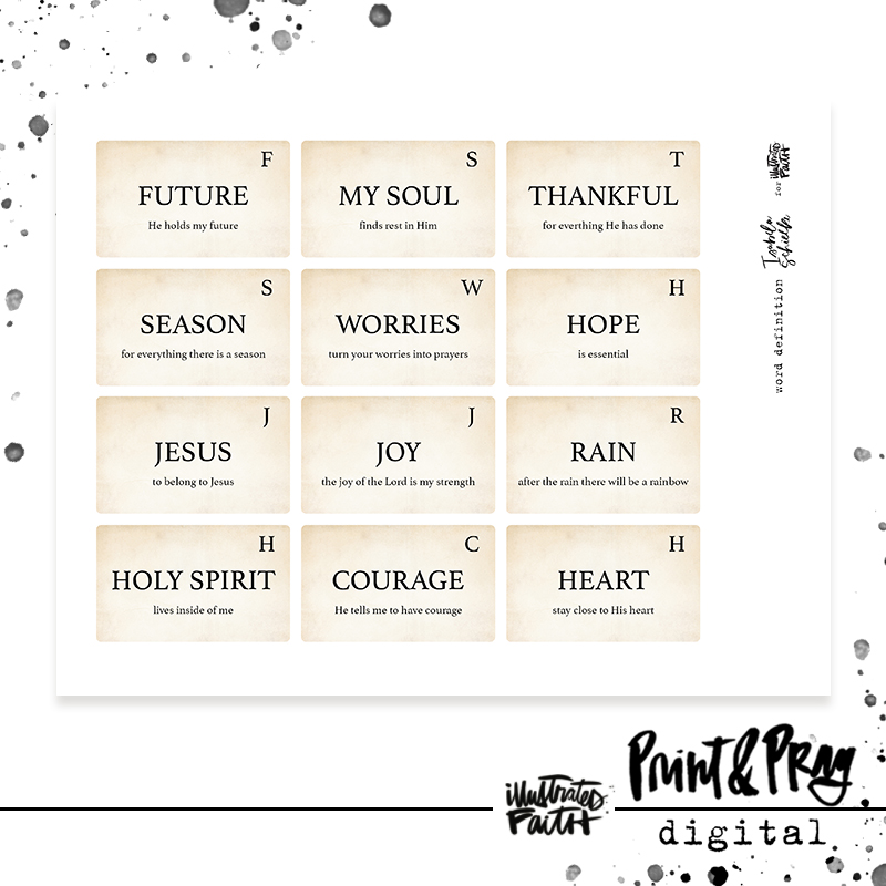 Word Definition Card set Illustrated Faith